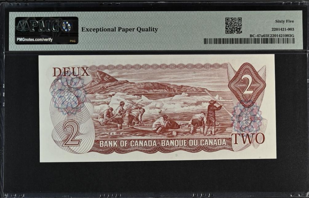 2 Dollars 1974 Canada BC 47a Lawson Bouey Uncirculated PMG 65 EPQ
