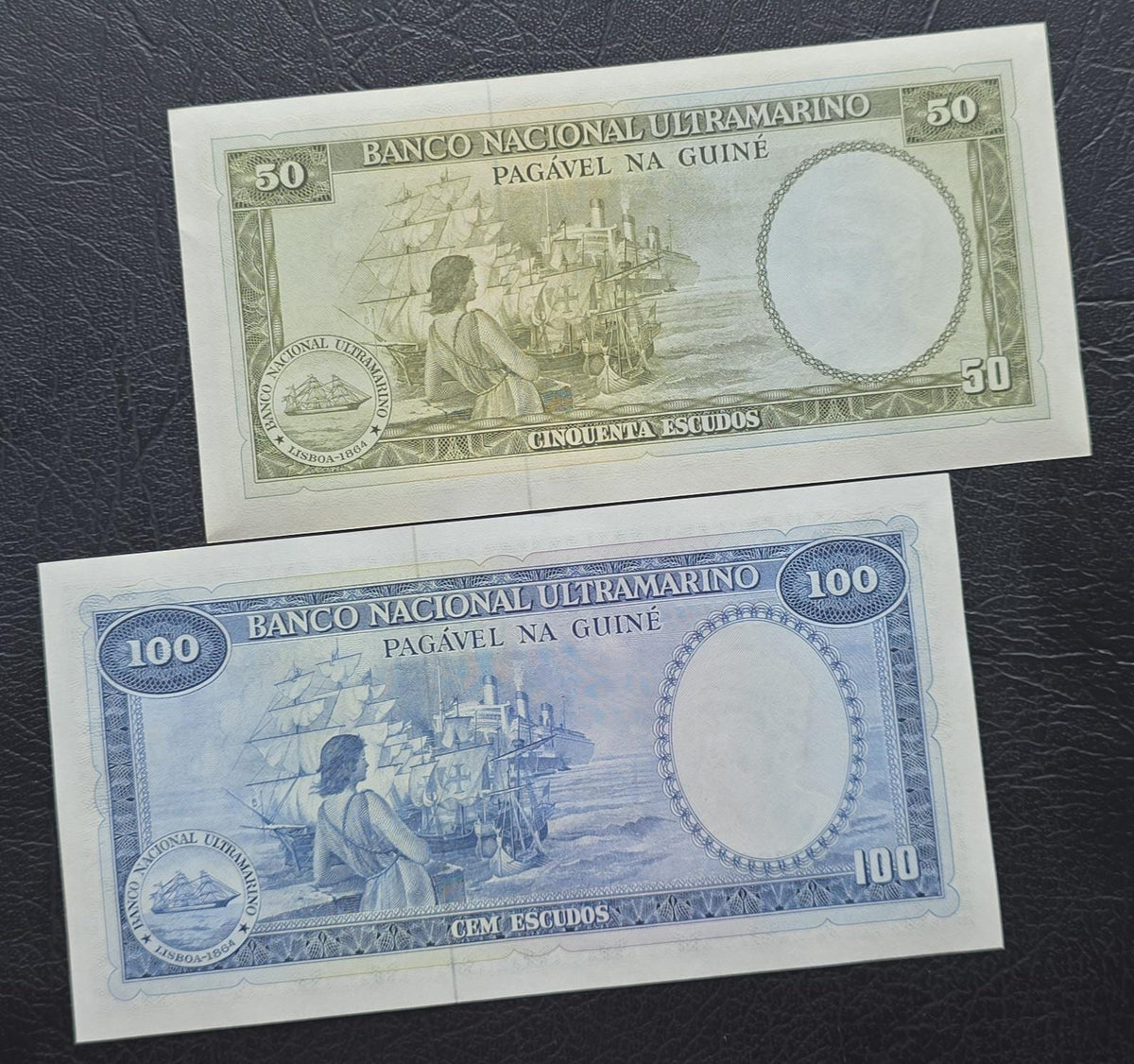 50 and 100 Escudos 1971 Portuguese Guinea Uncurculated UNC (two banknotes)