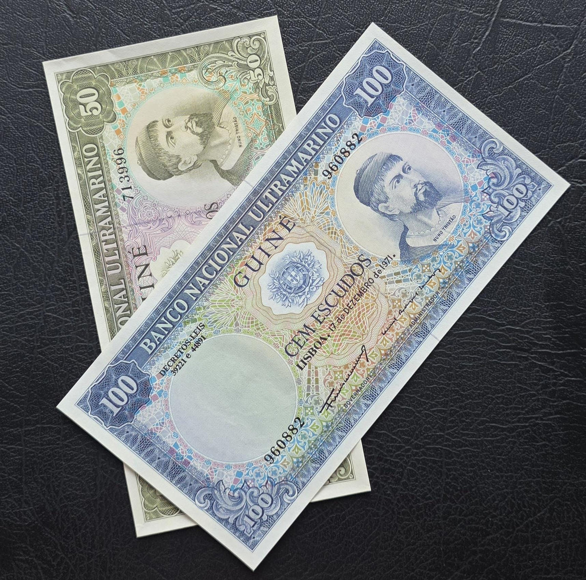 50 and 100 Escudos 1971 Portuguese Guinea Uncurculated UNC (two banknotes)