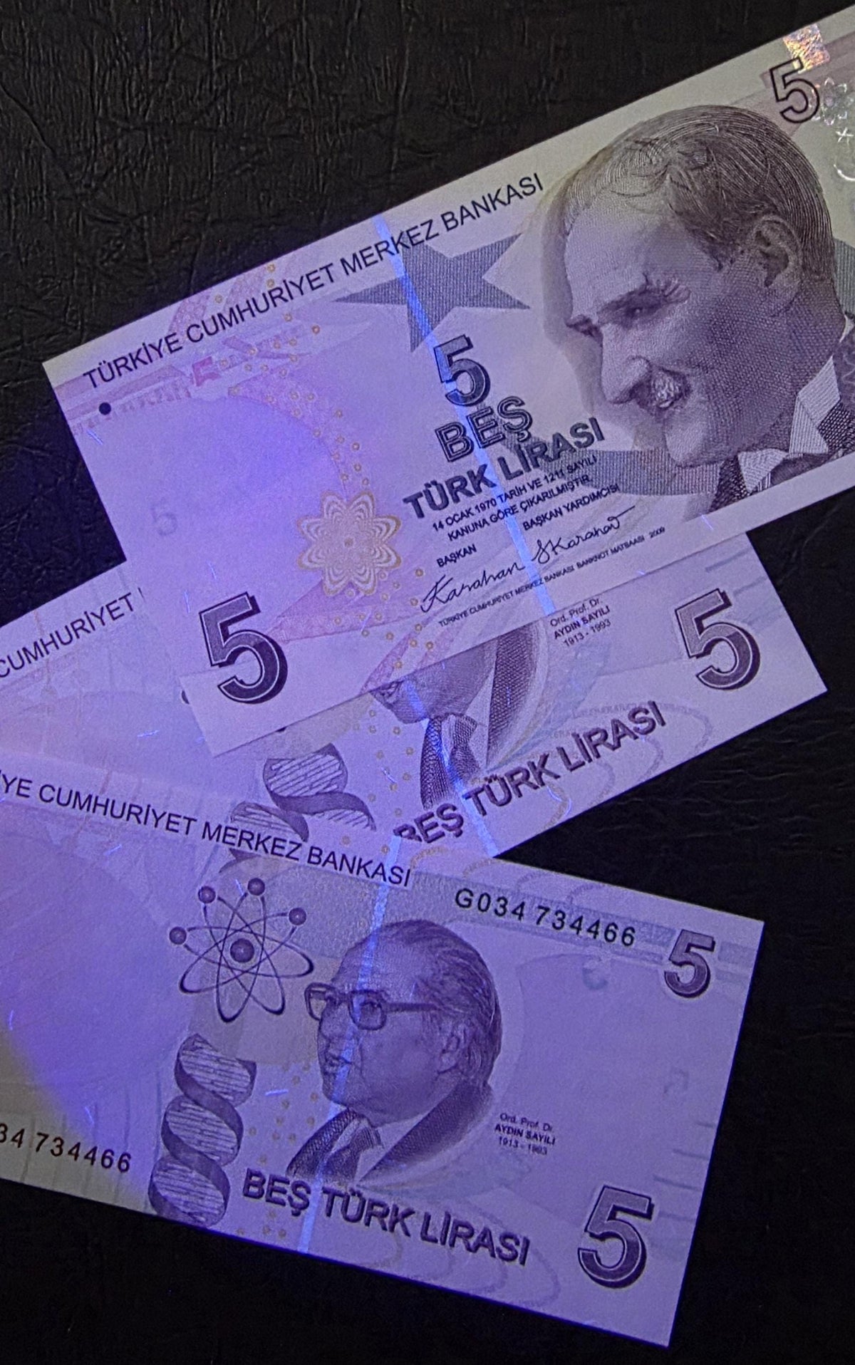 5 Lira 2023 Turkey Türkiye Uncirculated UNC (Three consecutive notes)