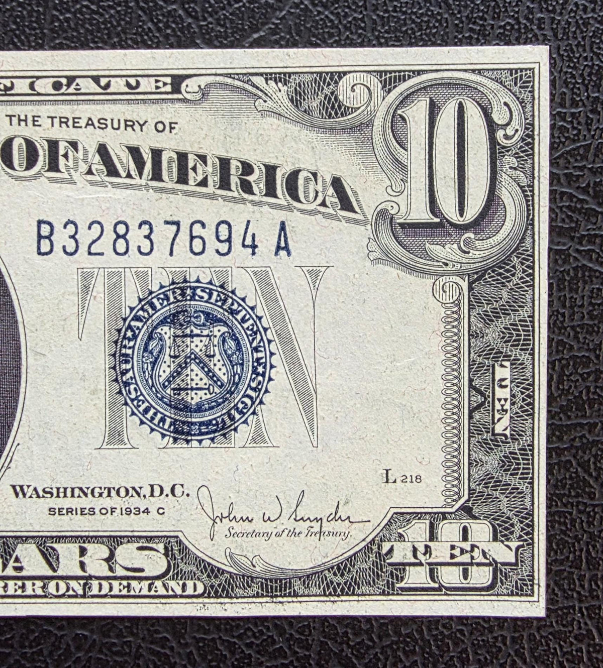 Ten 10 Dollars 1934 Silver certificate United States USA GEM Uncirculated UNC