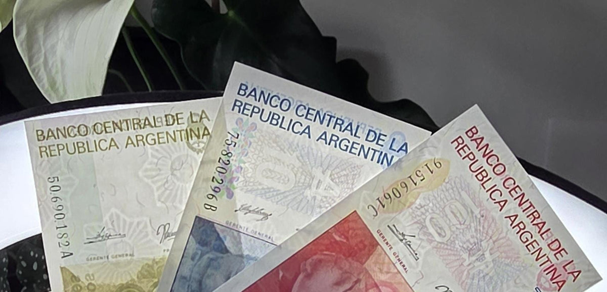 Set of 10, 100 and 500 Australes 1985- 1990 Argentina notes Gem Uncirculated UNC (3 banknotes)