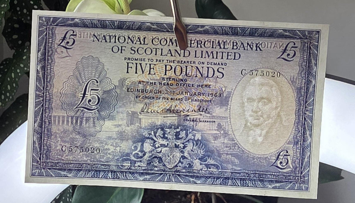Set of 1 and 5 Pounds 1963- 1968 Scotkand About Uncirculated AUNC- Rare