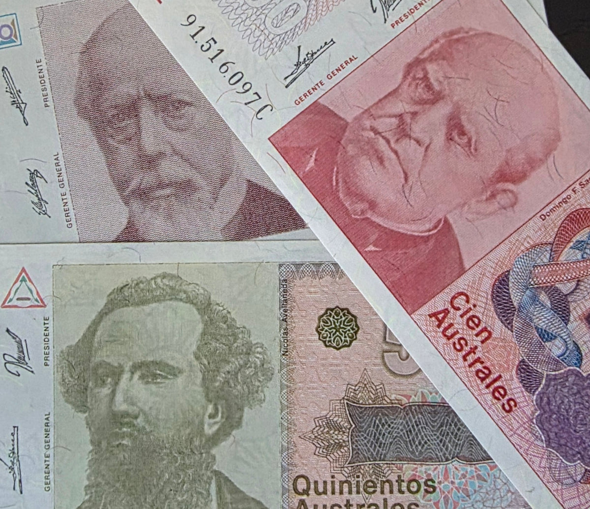 Argentina Australs set of 100, 500 and 1000 Australs 1980s Gem Uncirculated UNC (3 banknotes)