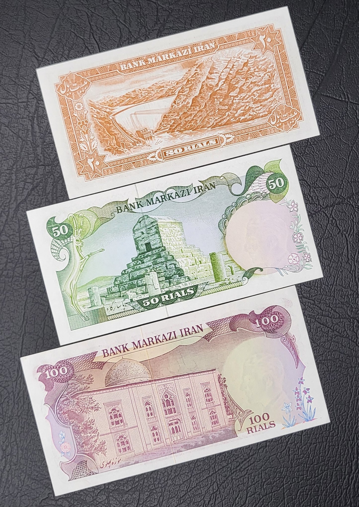 Set of 20, 50, 100, 200, 500 and 1000 Rials Pahlavi Shah Persian notes Uncirculated UNC Gem- Unique Gift set