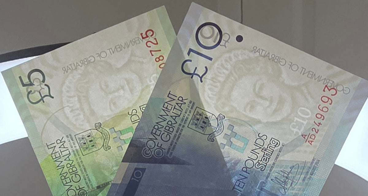 Gibraltar 5 and 10 Pounds Uncirculated UNC (two notes)