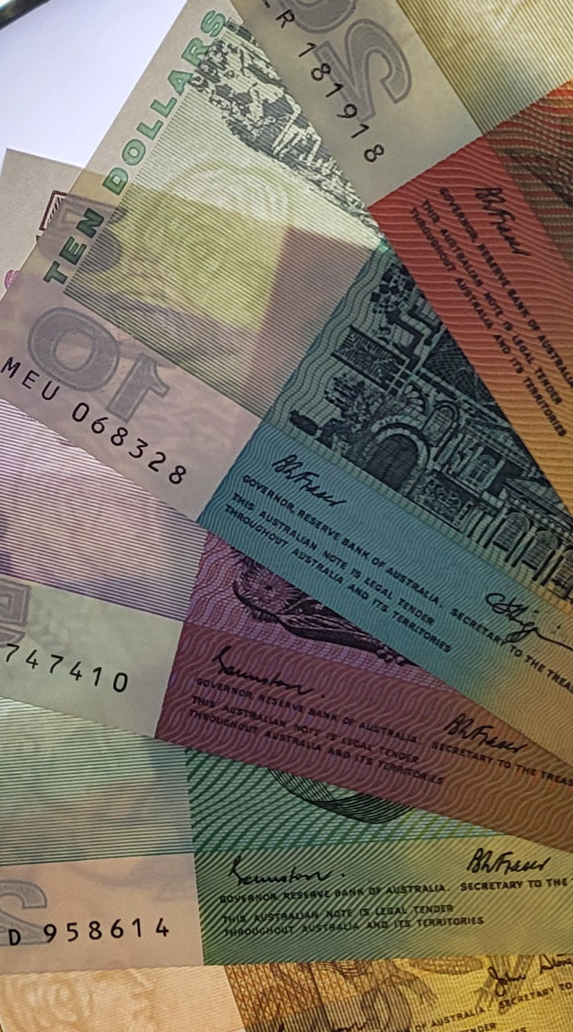 Set of 1, 2, 5, 10 and 20 Dollars 1980- 1990s Australia Uncirculated UNC Gem
