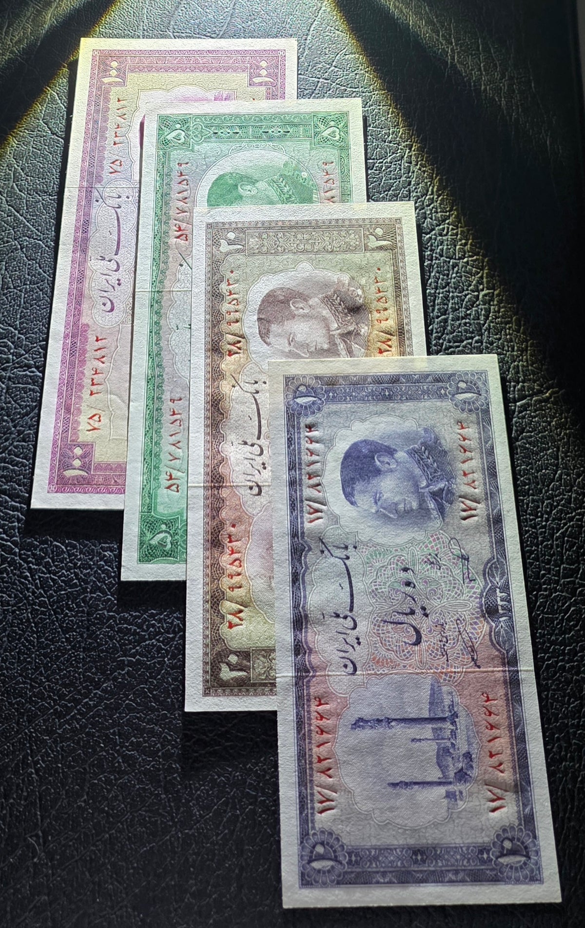 Pahlavi Set of 10, 20, 50 and 100 Rials 1954 (Full set) Nimrokh Gem Uncirculated (UNC)