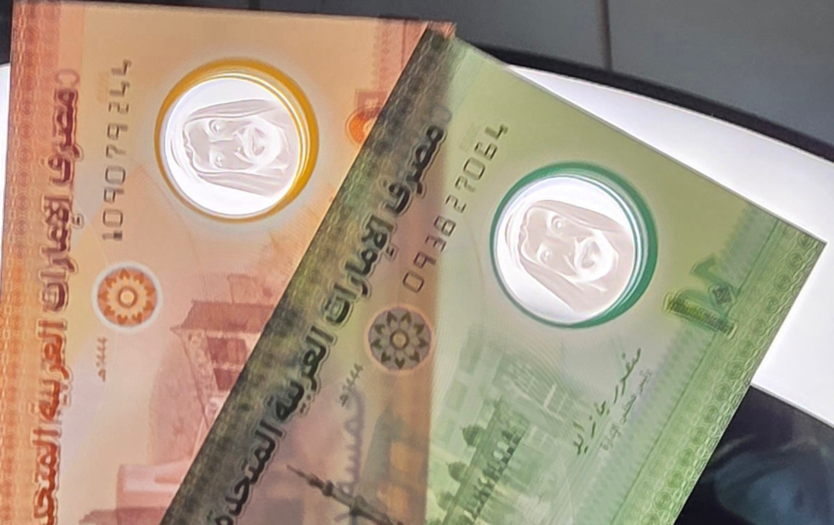 Set of 5 and 10 Dirhams 2023 New versions UAE Uncirculated (UNC) (two notes)