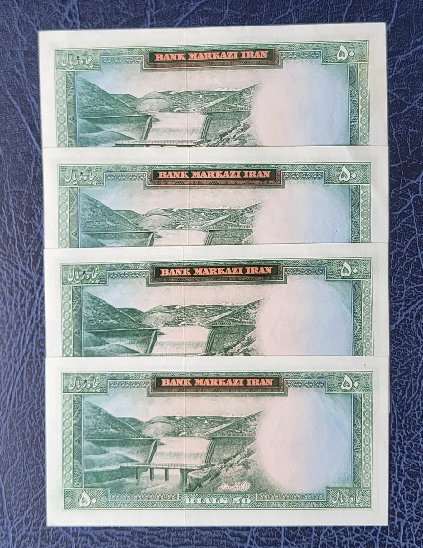 50 Rials 1962- 1965 Pahlavi Persian note Uncirculated with minor handling P73b and 79a