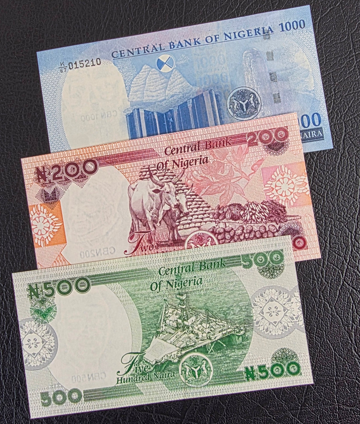 Nigeria set of 200, 500 and 1000 Naira 2023 Uncirculated UNC (three notes)