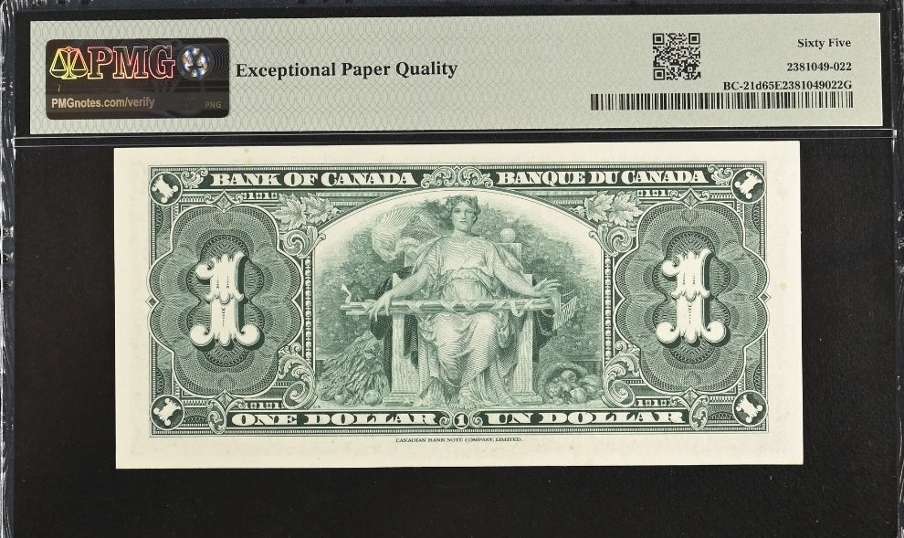 1 One Dollar Canada 1937 BC-21d PMG 65 EPQ Gem UNC Coyne Towers