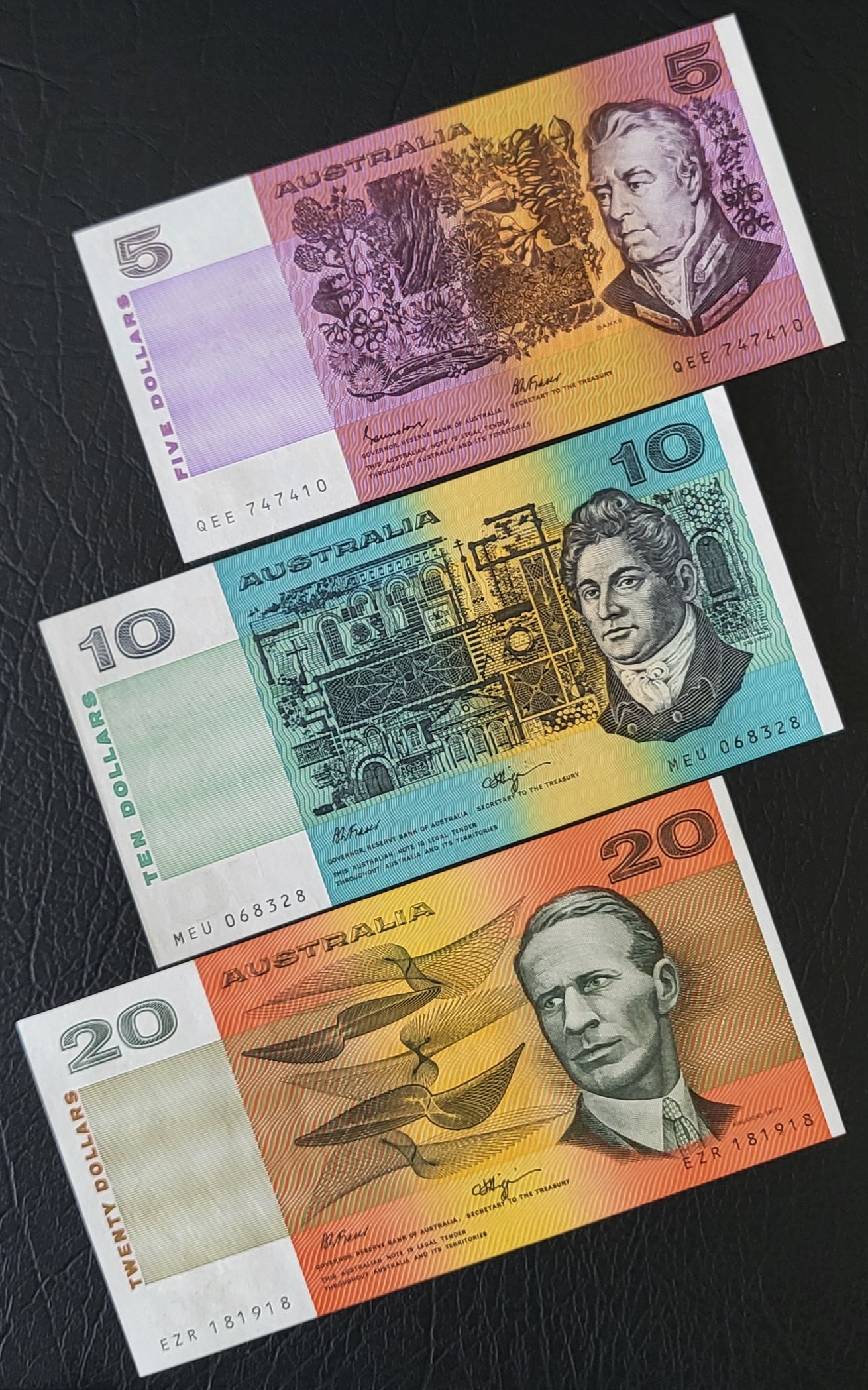 Set of 1, 2, 5, 10 and 20 Dollars 1980- 1990s Australia Uncirculated UNC Gem