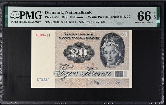 20 Kroner 1988 Denmark Pick 49h PMG 66 EPQ UNC