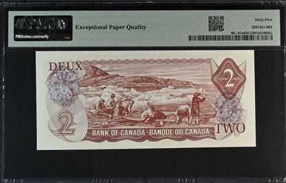 2 Dollars 1974 Canada BC 47a Lawson Bouey Uncirculated PMG 65 EPQ