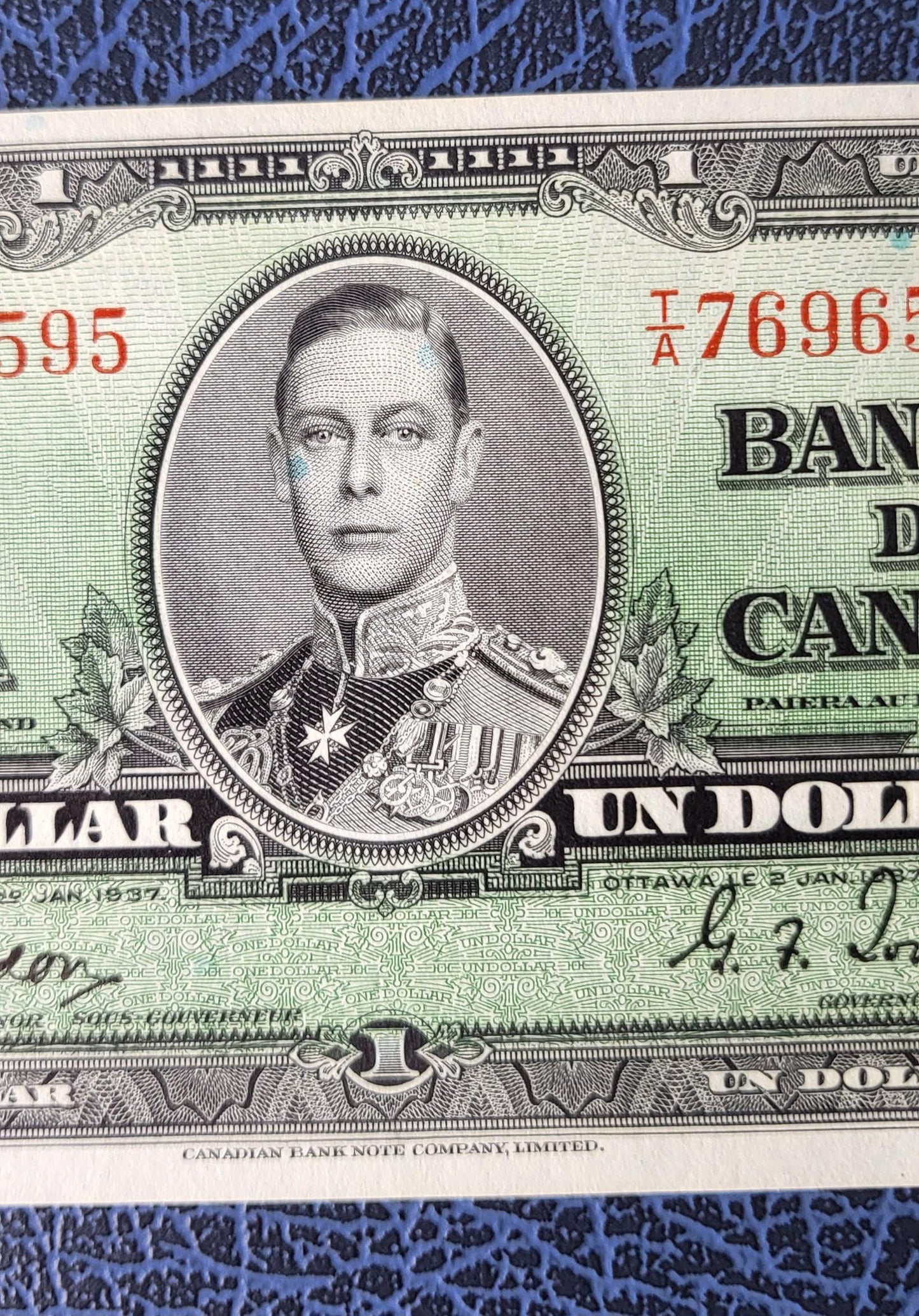 1 One Dollar 1937 Canada Uncirculated Gem UNC Gordon & Towers