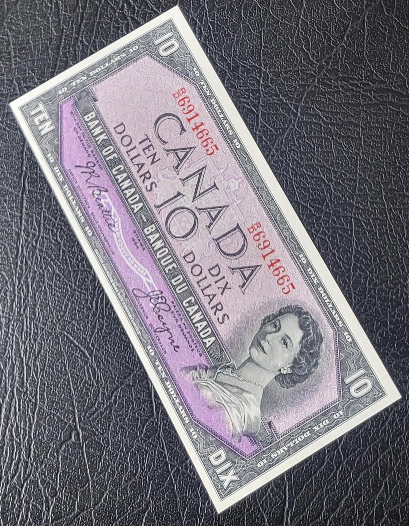 10 Dollars 1954 Canada Gem Uncirculated UNC Beattie Coyne (Rare in this quality)