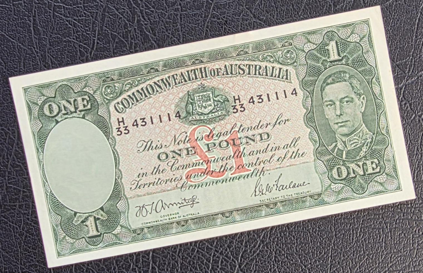 One POUND 1942 Australia Armitage McFarlane About Uncirculated AUNC