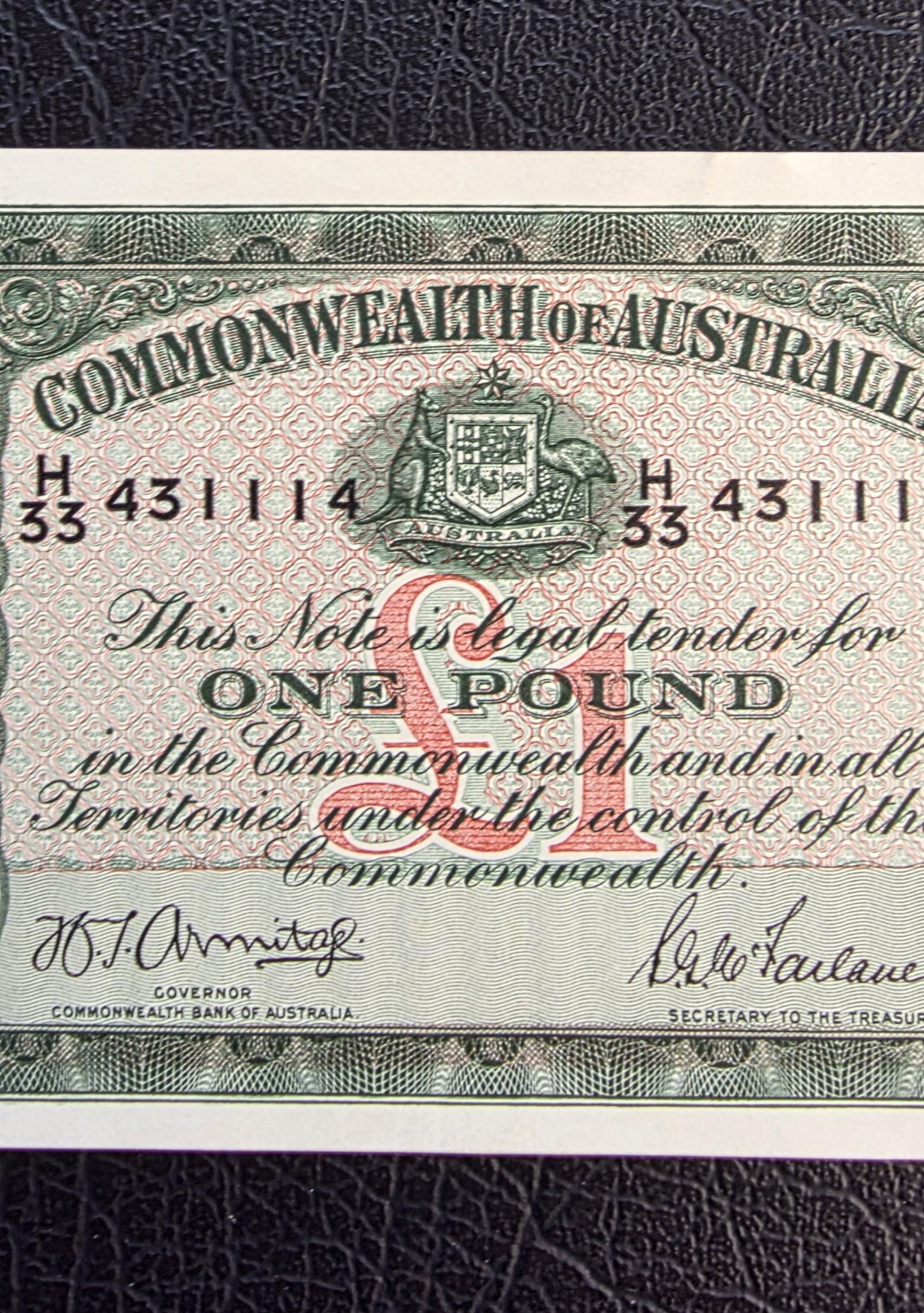 One POUND 1942 Australia Armitage McFarlane About Uncirculated AUNC