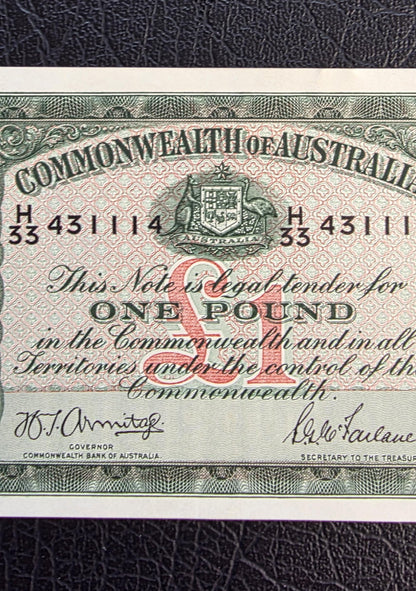One POUND 1942 Australia Armitage McFarlane About Uncirculated AUNC