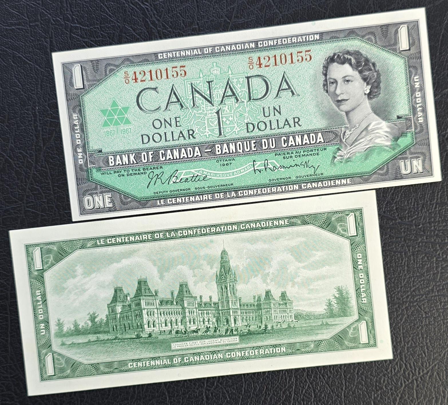 One Dollar 1967 Canada Gem Uncirculated UNC