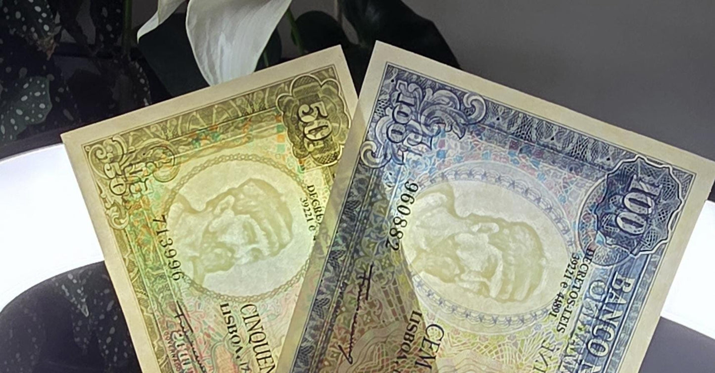 50 and 100 Escudos 1971 Portuguese Guinea Uncurculated UNC (two banknotes)