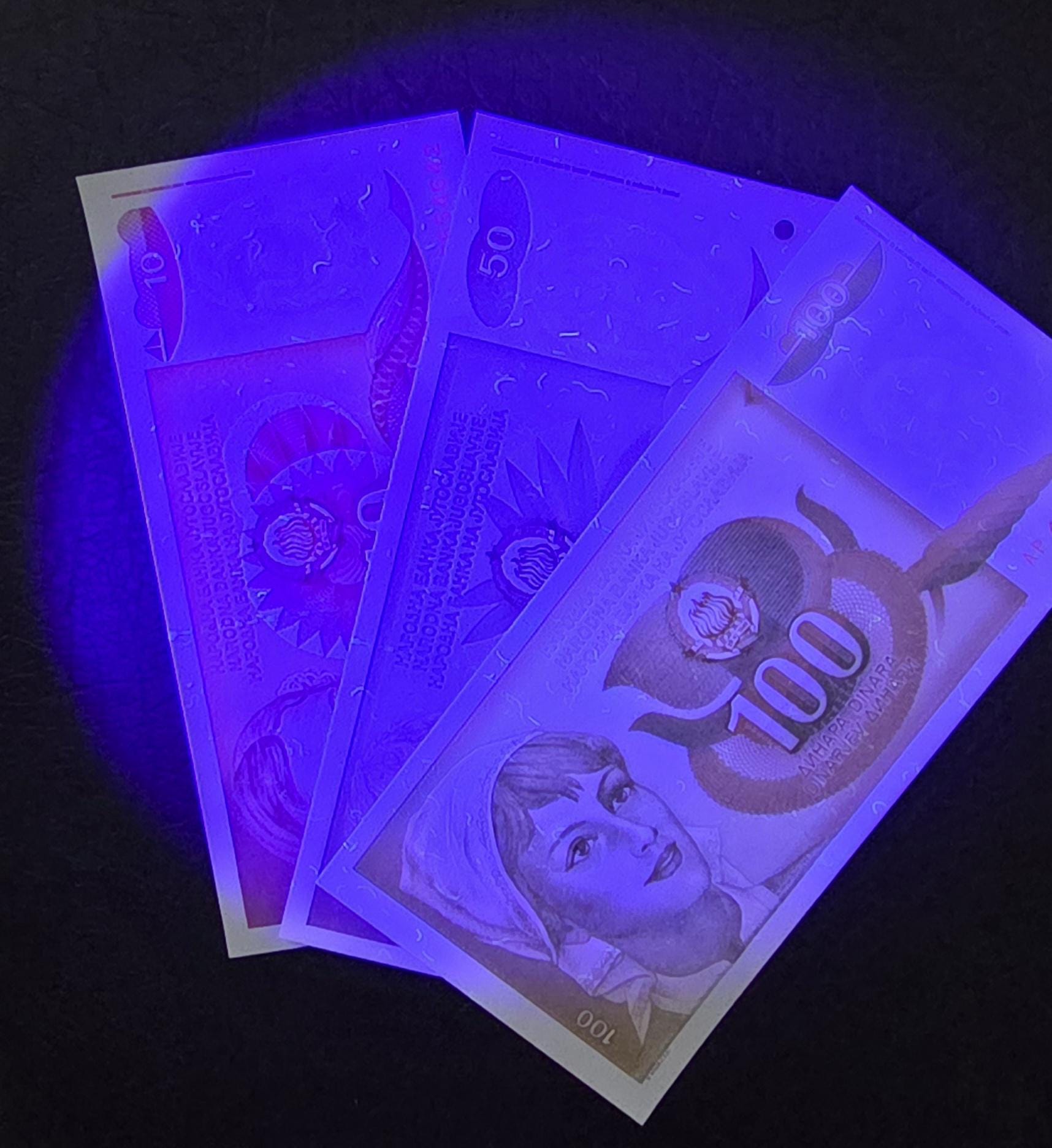 Set of 10, 50 and 100 Dinara 1990 Yugoslavia Uncirculated UNC (Three notes)