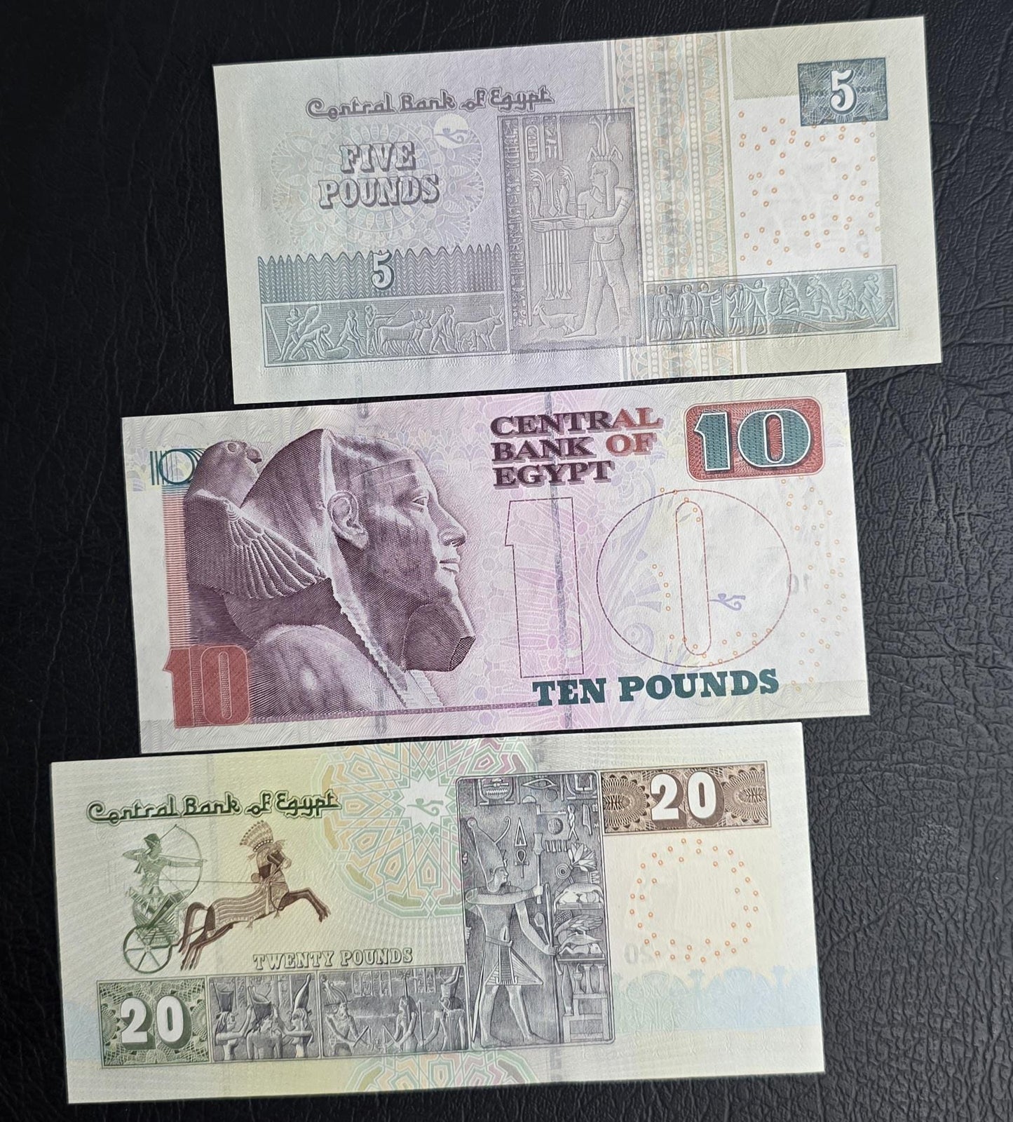 Set of 5, 10, and 20 Pounds 2017 Egypt Uncirculated UNC (3 notes)