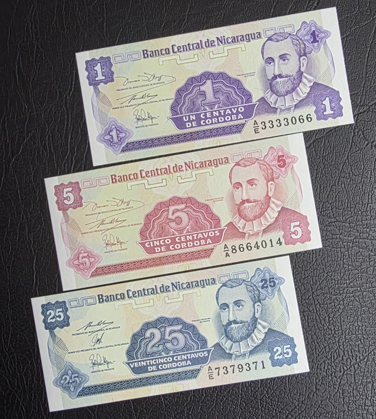 Set of 1, 2, 25 Centavo(s) 1991 Nicaragua Uncirculated UNC (3 notes) Small size