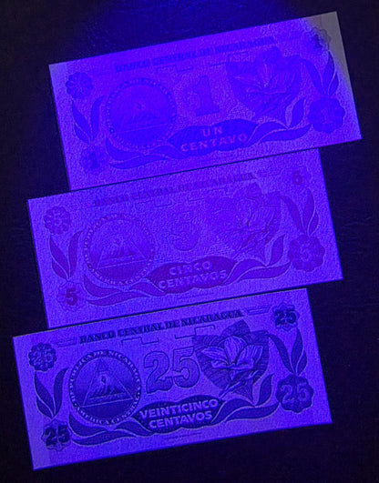 Set of 1, 2, 25 Centavo(s) 1991 Nicaragua Uncirculated UNC (3 notes) Small size