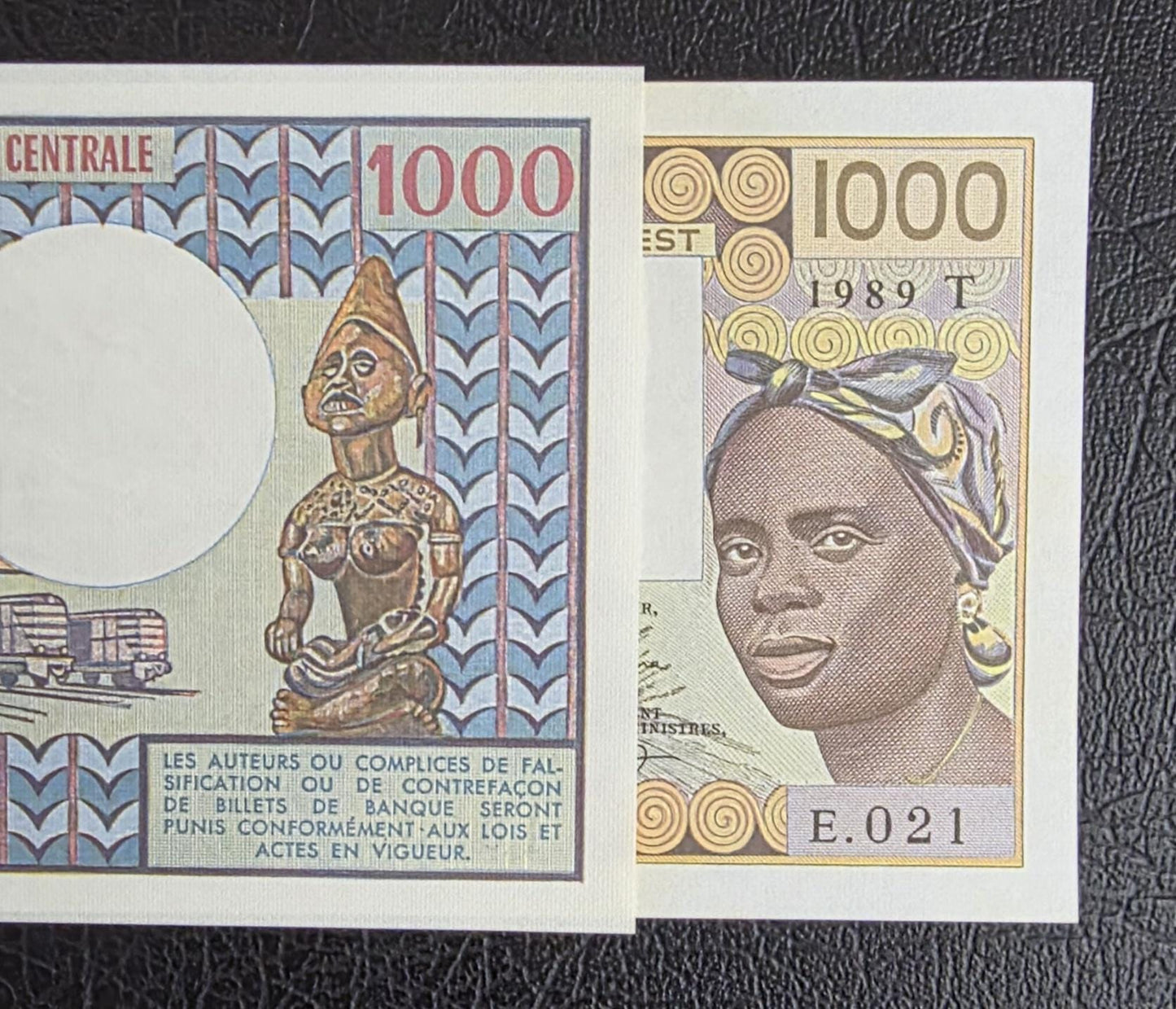 Set of 1000 Francs French Africa West and Equatorial Uncirculated (Two notes)