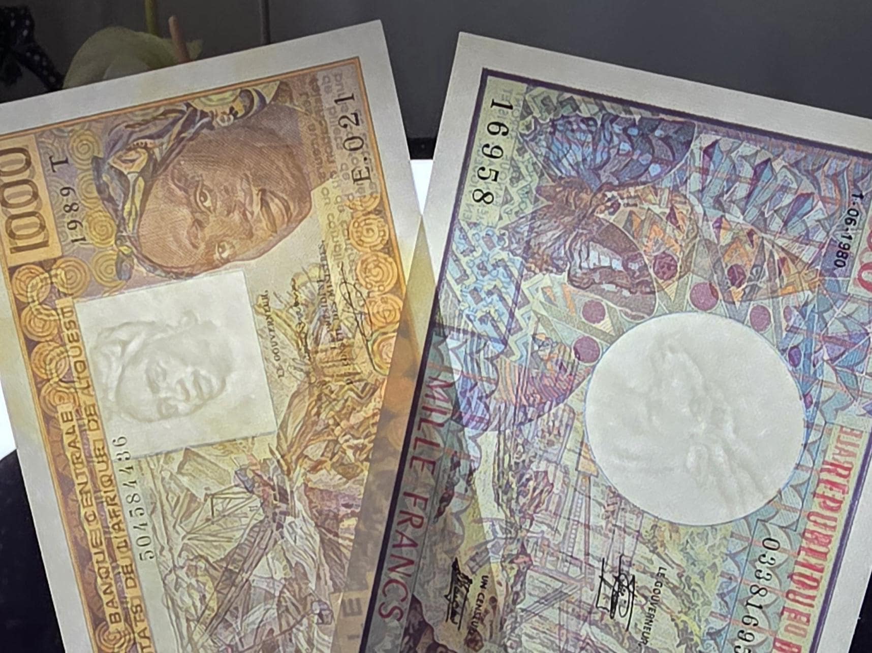 Set of 1000 Francs French Africa West and Equatorial Uncirculated (Two notes)