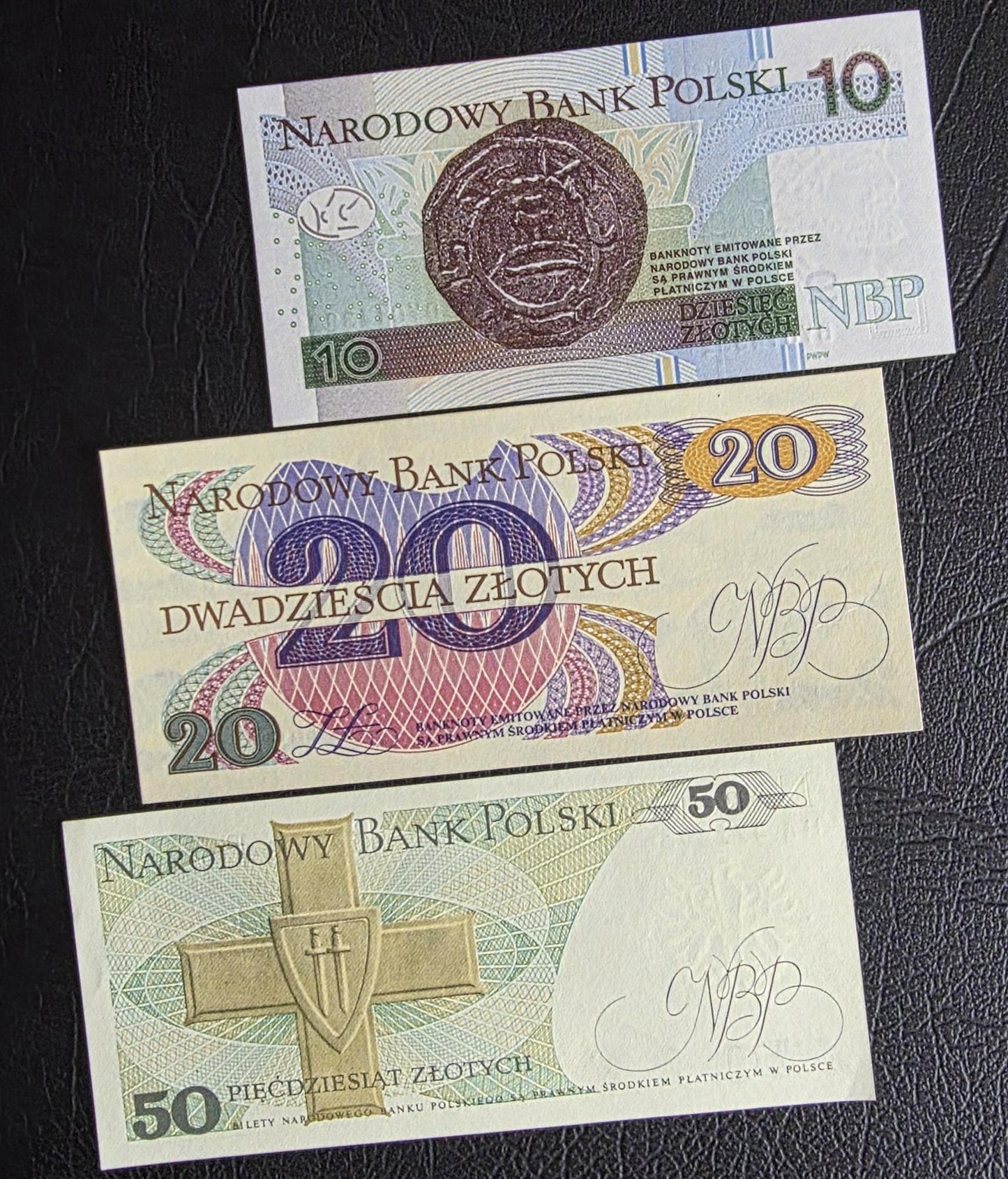 Set of 10, 20, 50, 100 and 10000 Zlotych 1976- 2016 Poland Uncirculated UNC (five notes)