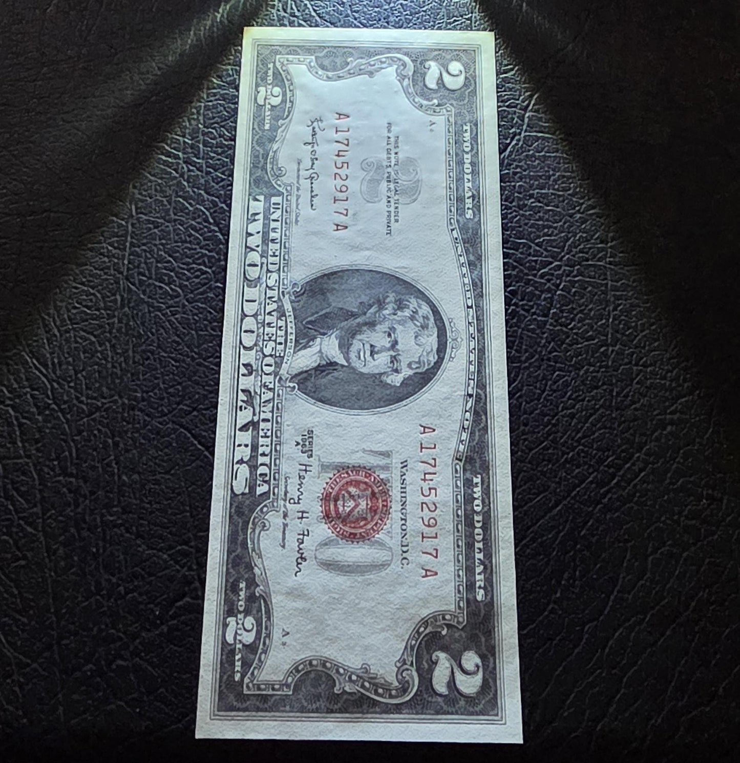 2 Two Dollars 1963 Red Seal United States of America USA Gem Uncirculated UNC (AAA block - Rare)