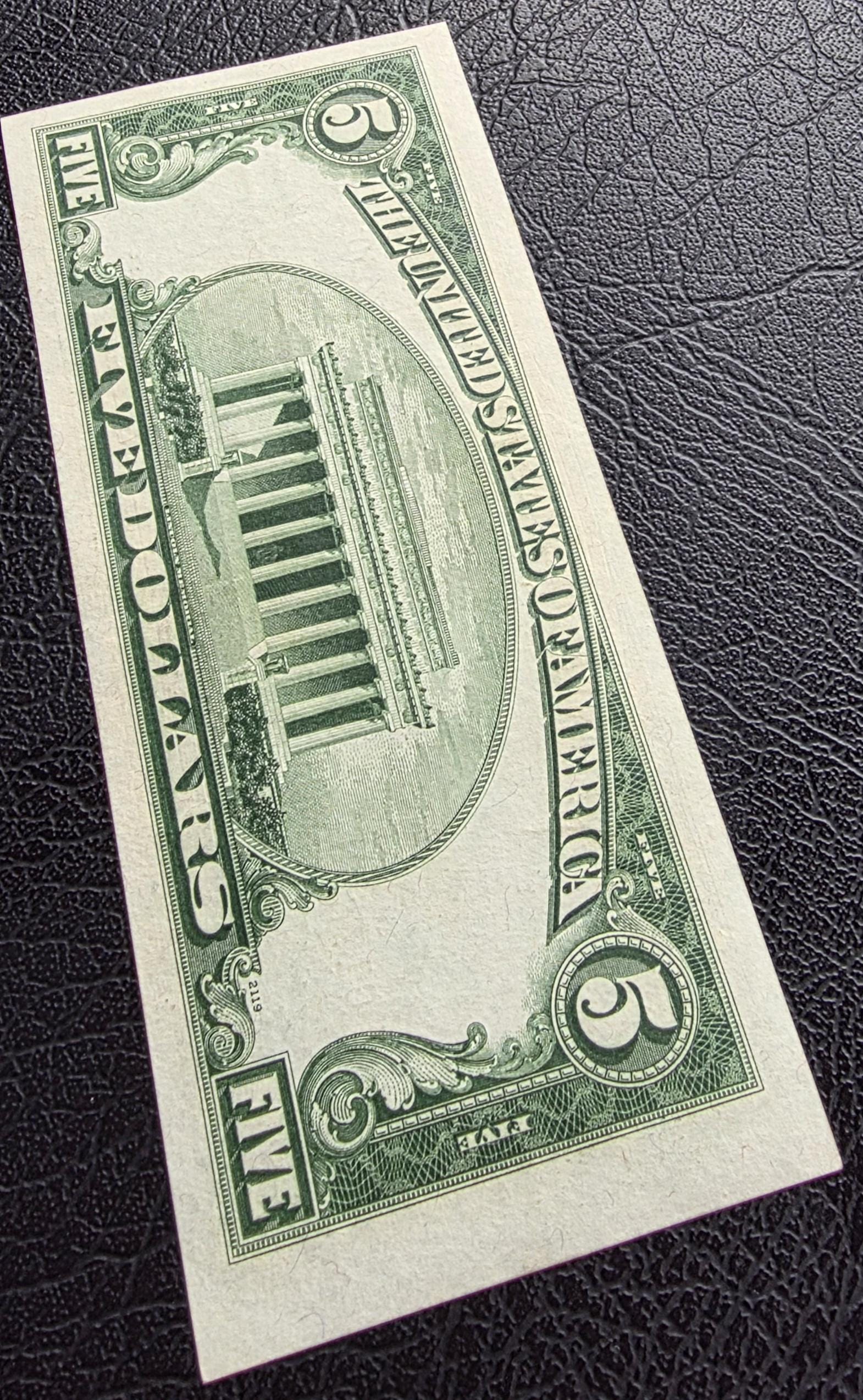 Five 5 Dollars 1953 Red Seal A Block United States USA GEM Uncirculated UNC