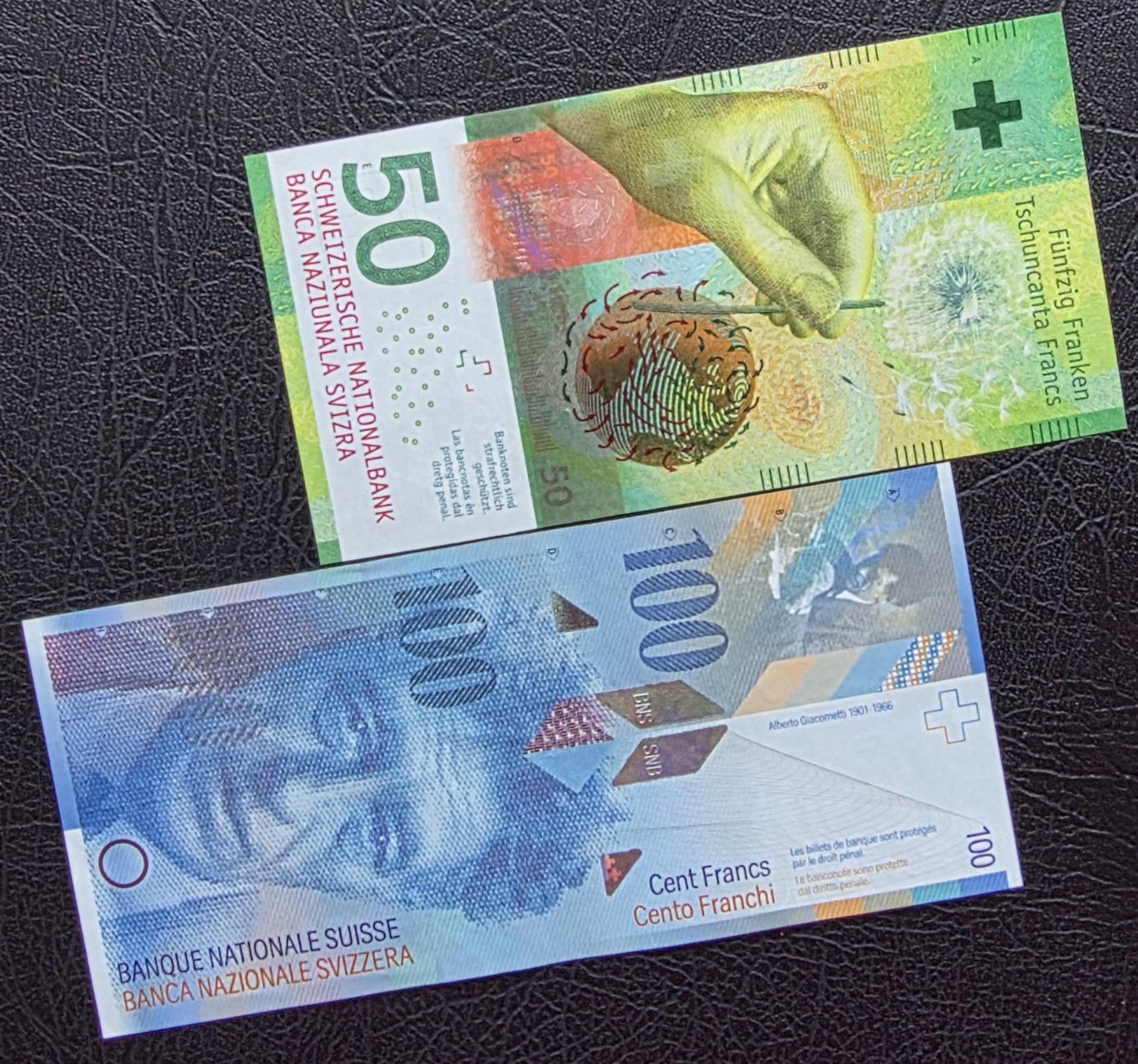 Full set 10, 20, 50, and 100 Francs CHF Switzerland Swiss Uncirculated UNC (four notes)- see the description