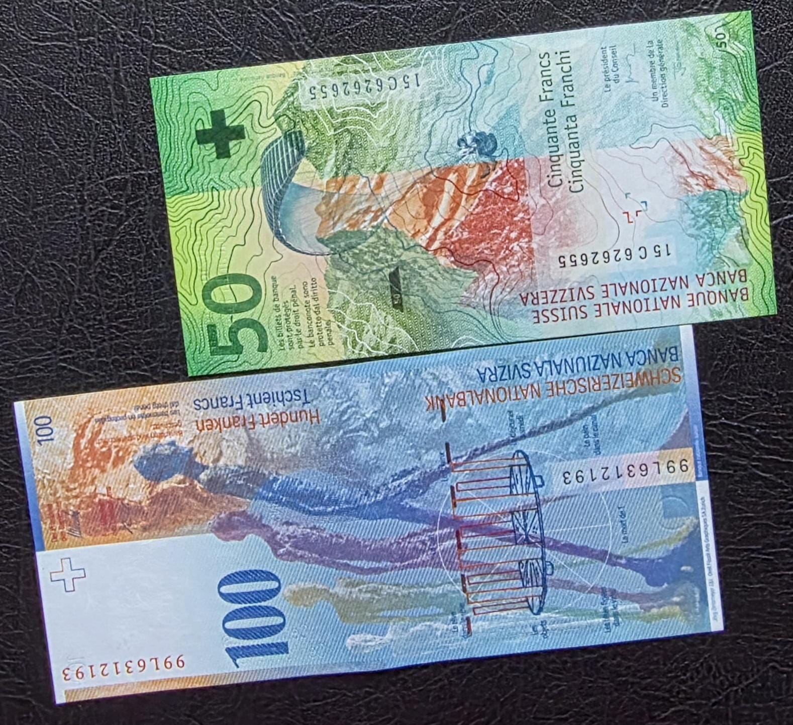 Full set 10, 20, 50, and 100 Francs CHF Switzerland Swiss Uncirculated UNC (four notes)- see the description