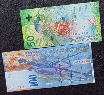 Full set 10, 20, 50, and 100 Francs CHF Switzerland Swiss Uncirculated UNC (four notes)- see the description