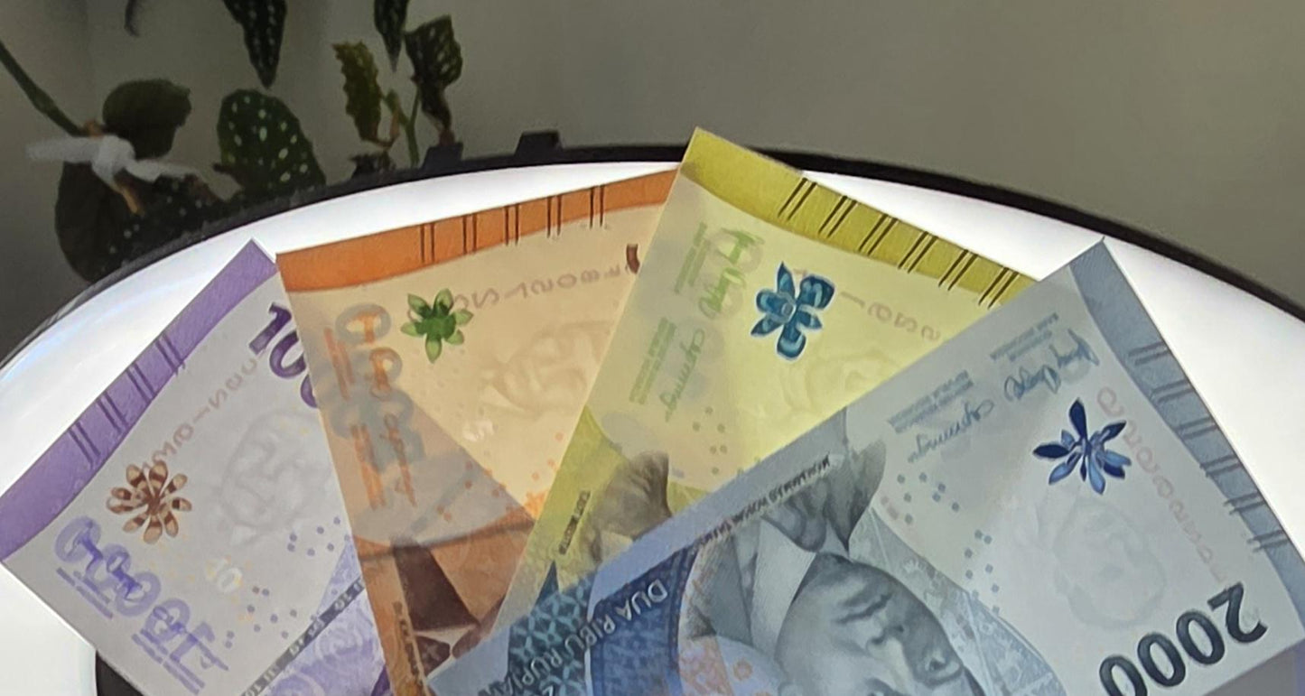 Set of 1000, 2000, 5000 and 10000 Rupiah 2022 New Design Indonesia Gem Uncirculated UNC (4 notes)