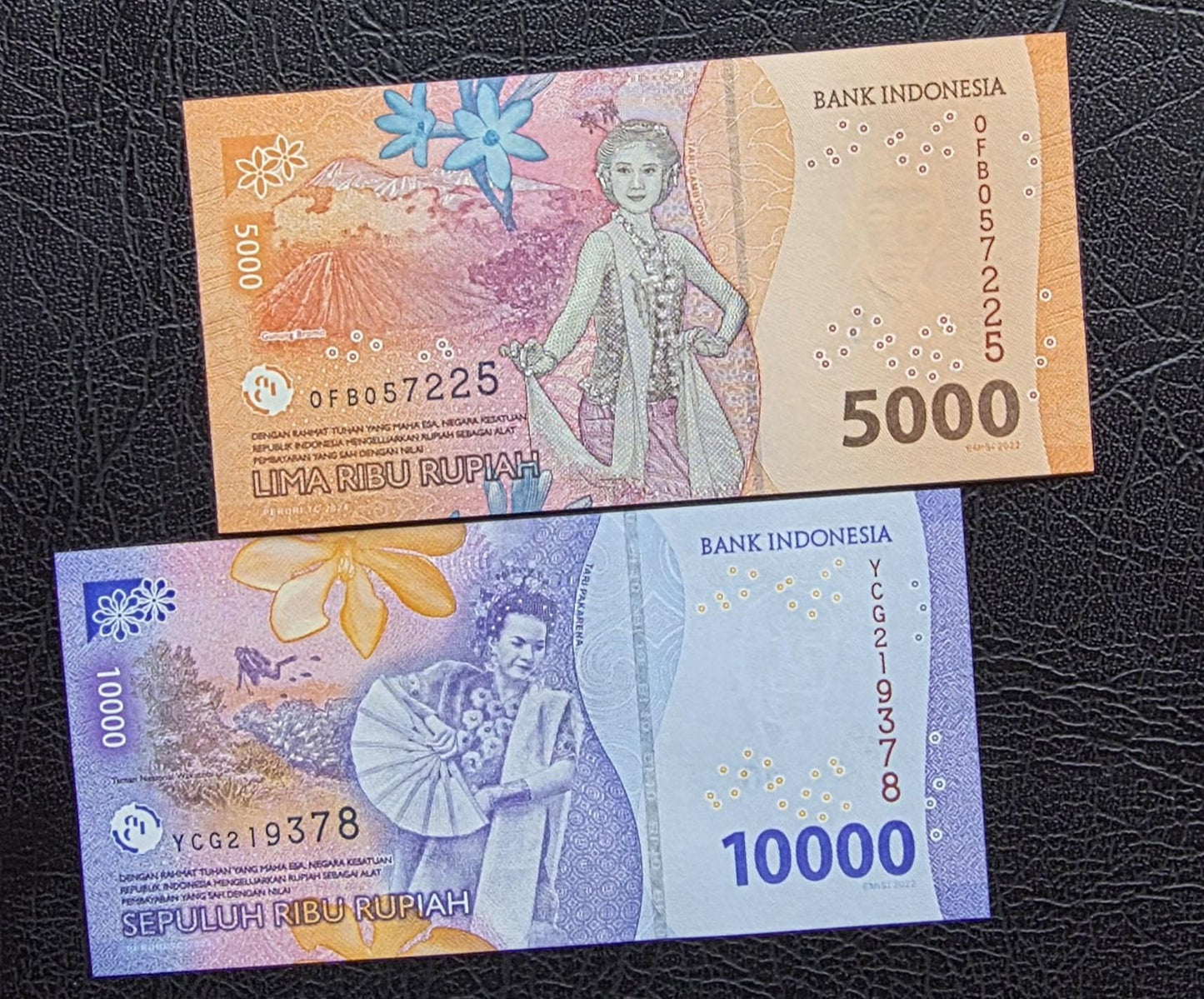 Set of 1000, 2000, 5000 and 10000 Rupiah 2022 New Design Indonesia Gem Uncirculated UNC (4 notes)