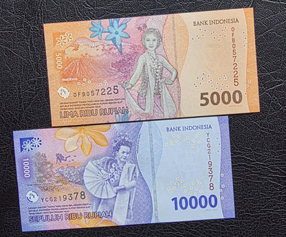 Set of 1000, 2000, 5000 and 10000 Rupiah 2022 New Design Indonesia Gem Uncirculated UNC (4 notes)