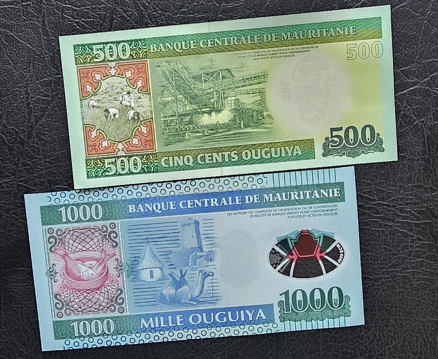 Set of 100, 200, 500 and 100O Uguiya 2022 Mauritania New Design Gem Uncirculated UNC (4 notes)