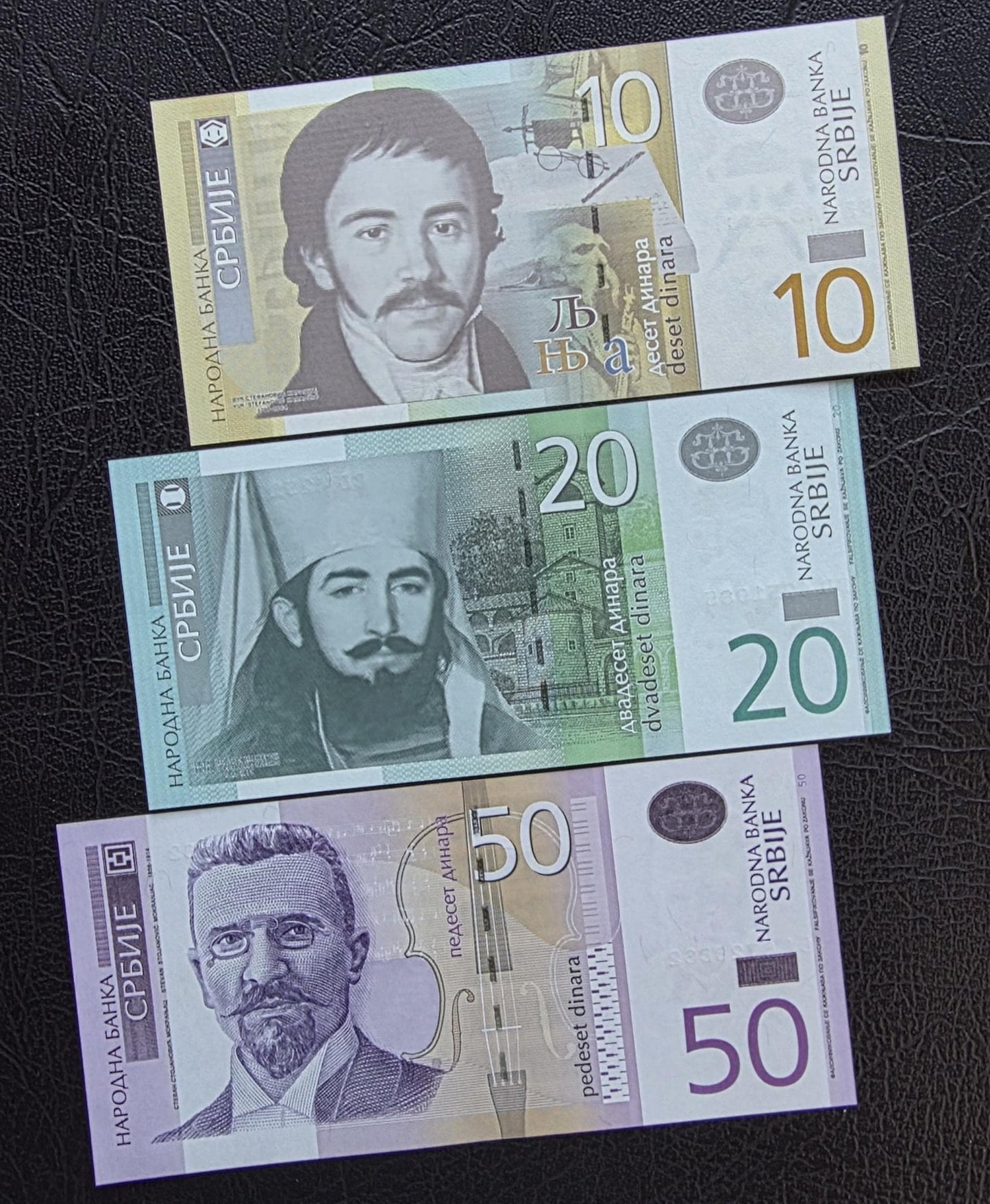 Set of 10, 20 and 50 Dinara 2013- 2014 Serbia Gem Uncirculated UNC (3 banknotes)