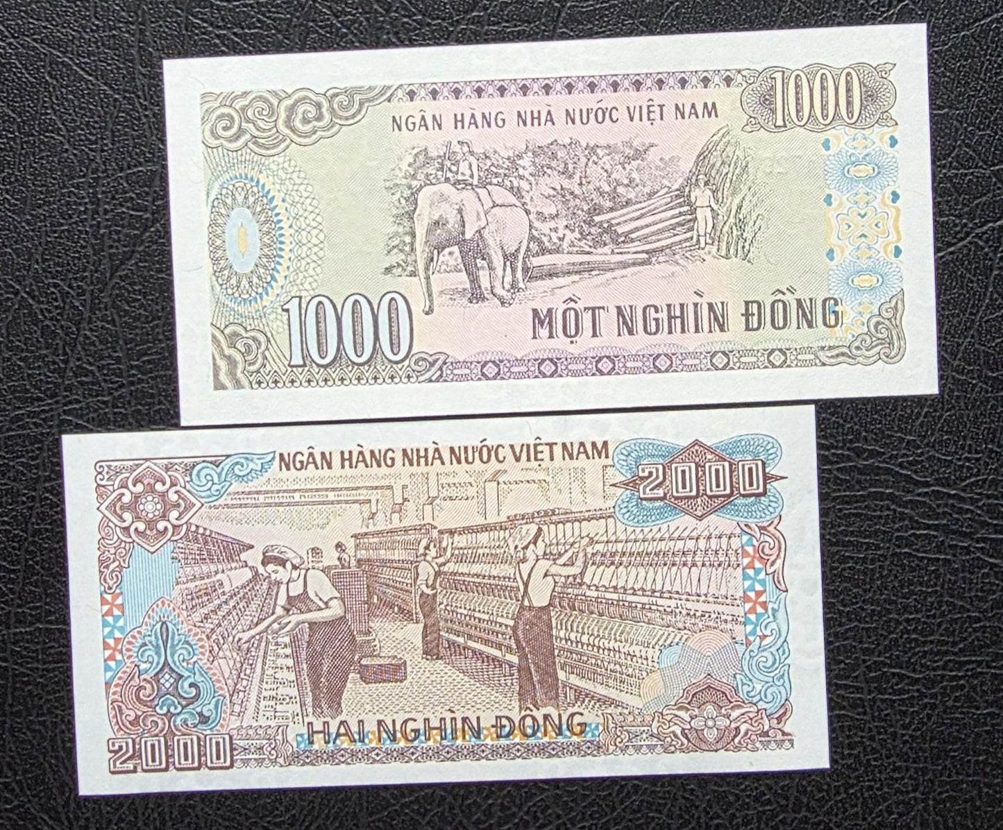Set of 200, 500, 1000 and 2000 Dong 1980s Vietnam Uncirculated UNC (4 notes)