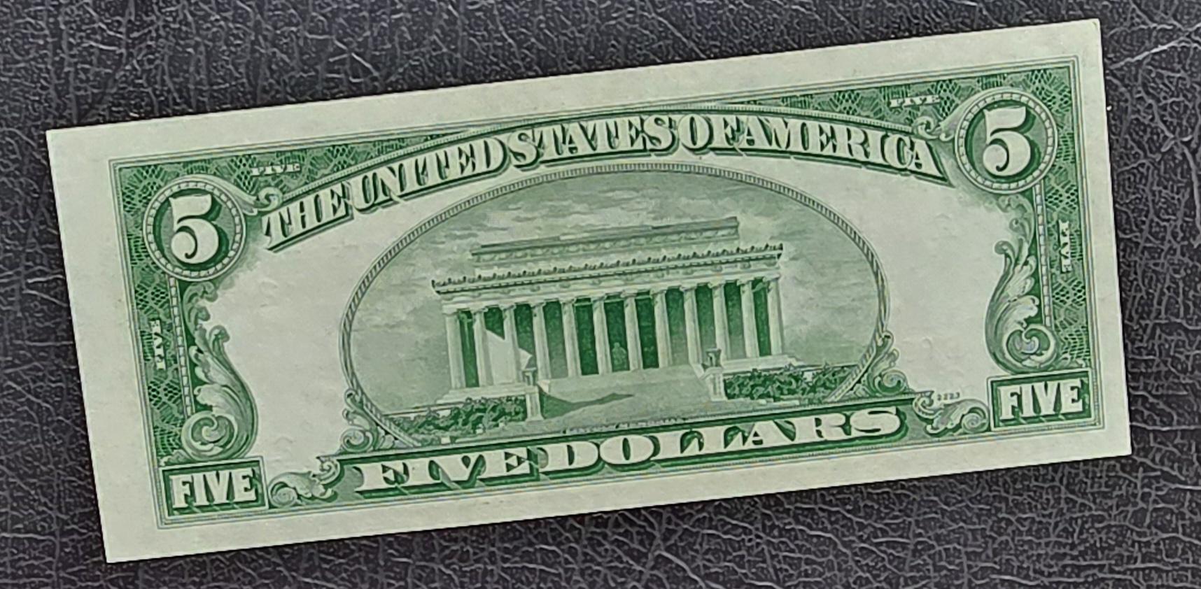 Five 5 Dollars 1950 Green Seal New York United States USA GEM Uncirculated UNC