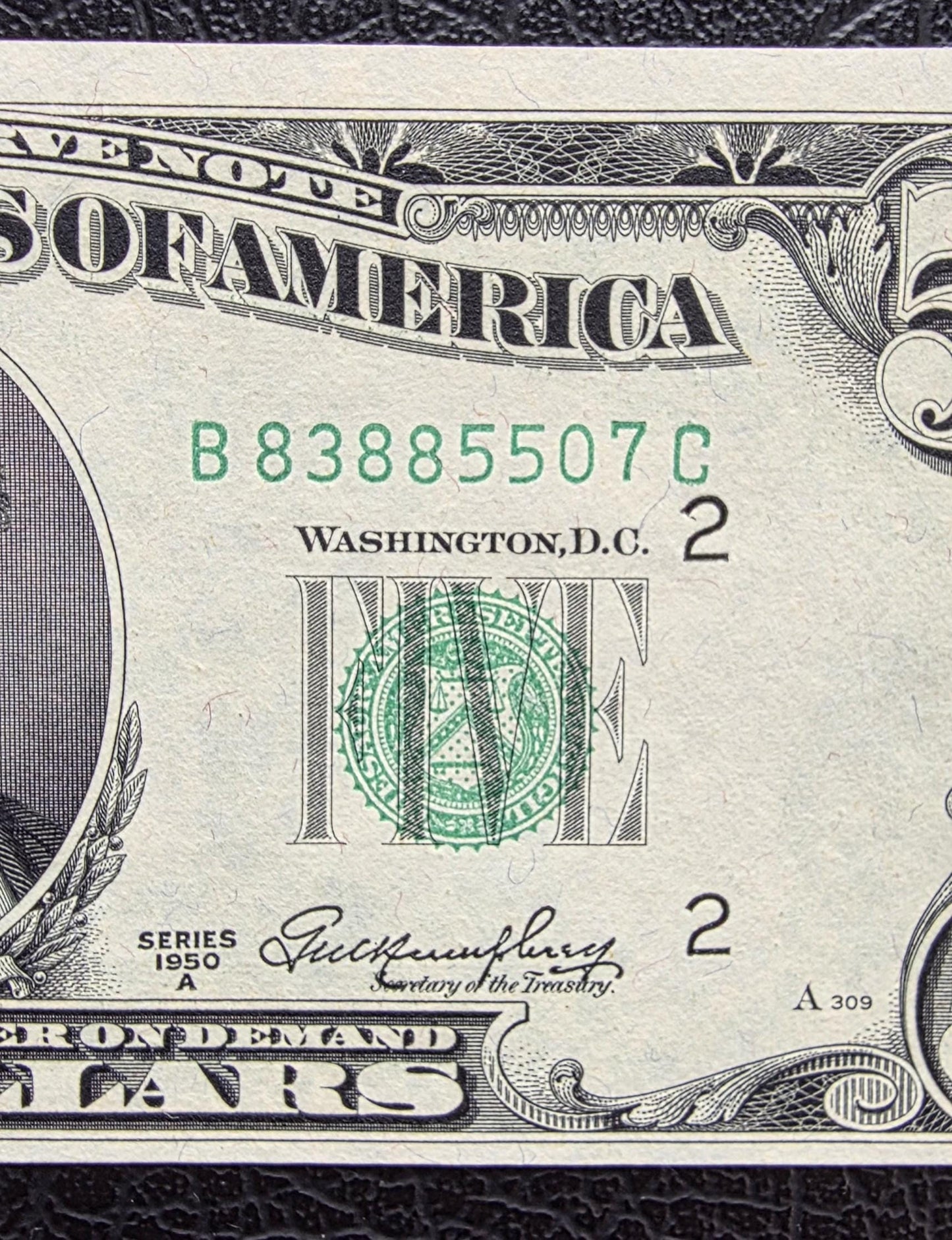 Five 5 Dollars 1950 Green Seal New York United States USA GEM Uncirculated UNC