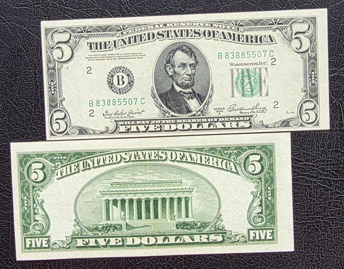 Five 5 Dollars 1950 Green Seal New York United States USA GEM Uncirculated UNC