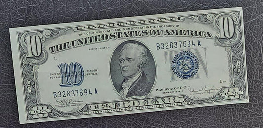 Ten 10 Dollars 1934 Silver certificate United States USA GEM Uncirculated UNC