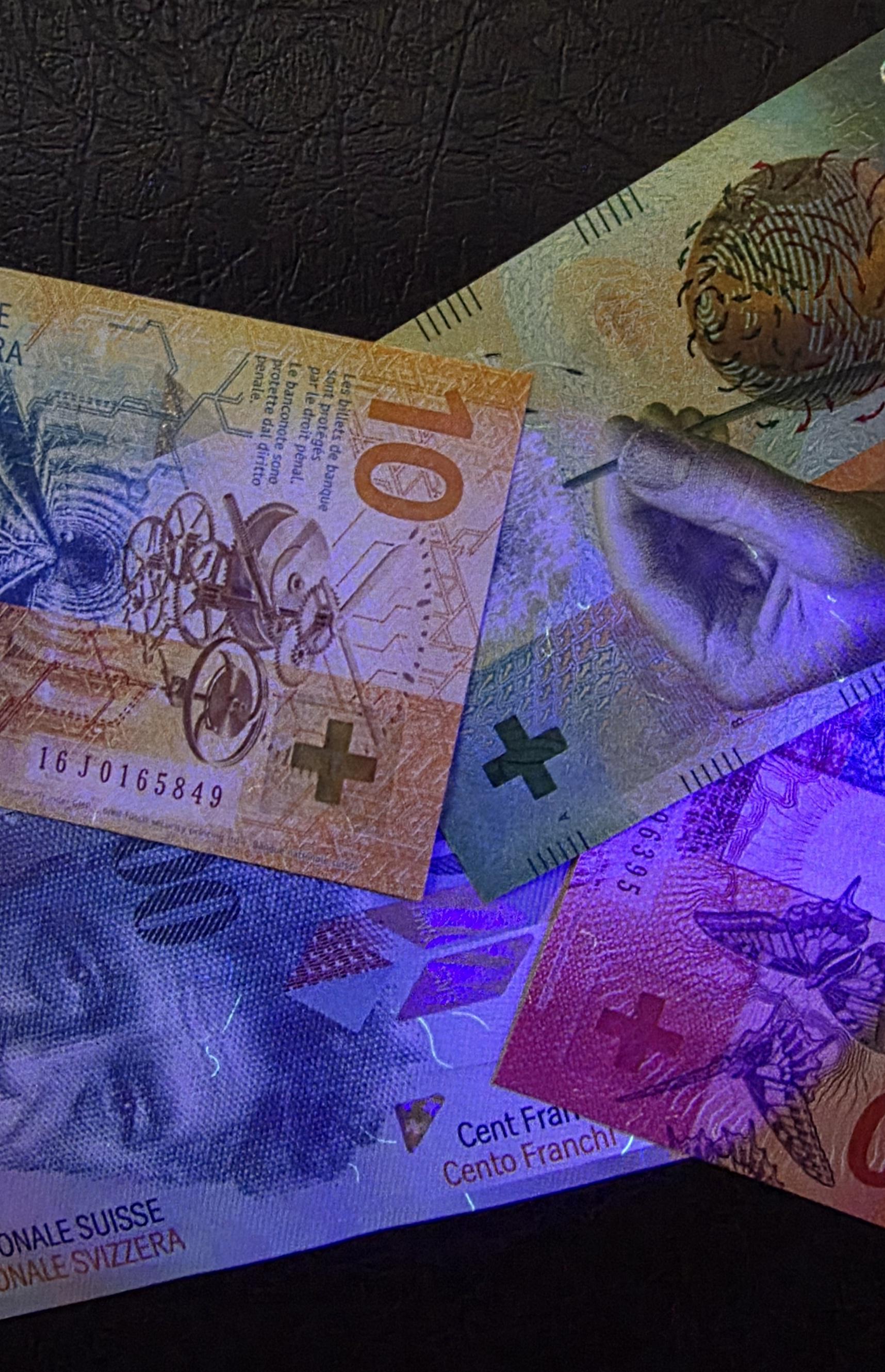 Full set 10, 20, 50, and 100 Francs CHF Switzerland Swiss Uncirculated UNC (four notes)- see the description