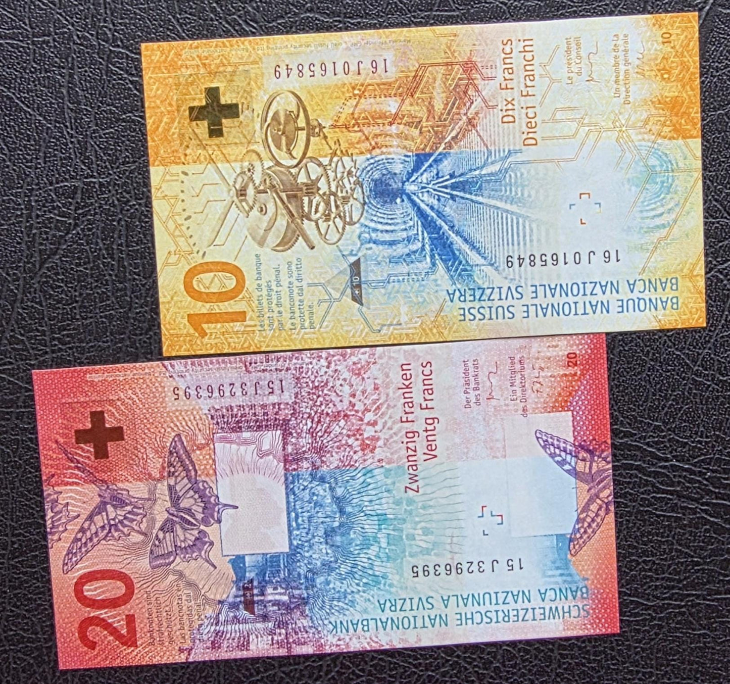 Full set 10, 20, 50, and 100 Francs CHF Switzerland Swiss Uncirculated UNC (four notes)- see the description